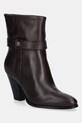 Кожаные полусапожки Tommy Hilfiger TH T-STRAP LEATHER POINTY BOOTIE без утепления коричневый FW0FW08984