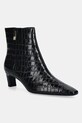 Tommy Hilfiger botki skórzane TH SQUARE TOE CROC KITTEN BOOTIE słupek czarny FW0FW09162