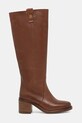 Kožené kozačky Tommy Hilfiger RIDING LTHR LONG BOOT BLOCK HEEL FW0FW08777 hnědá AW25