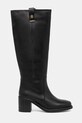 Шкіряні чоботи Tommy Hilfiger RIDING LTHR LONG BOOT BLOCK HEEL FW0FW08777 чорний AW25