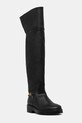 Kožené kozačky Tommy Hilfiger TH HORSEBIT RIDING OVERKNEE BOOT nezateplené černá FW0FW08976