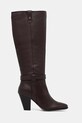 Δερμάτινες μπότες Tommy Hilfiger TH T-STRAP LTHR POINTY LONG BOOT FW0FW08982 καφέ AW25