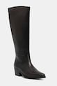 Tommy Hilfiger kozaki skórzane TH COWBOY LEATHER LONG BOOT słupek czarny FW0FW09157