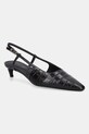 Tommy Hilfiger szpilki skórzane CROC SLINGBACK SLANTED HEEL szpic brązowy FW0FW08990