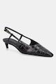 Tommy Hilfiger bőr tűsarkú CROC SLINGBACK SLANTED HEEL hegyes fekete FW0FW08990