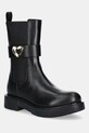 Love Moschino botki skórzane płaski czarny JA24044G1NIA0000