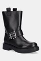 Δερμάτινες μπότες Love Moschino φλατ μαύρο JA24064G1NIA000A