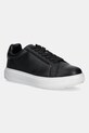 Love Moschino sneakersy skórzane płaska czarny JA15184G1NIAC00A