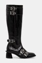 Чоботи GANNI Feminine Buckle High Boot Naplack S2740 чорний AW25