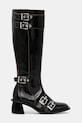 Ботуши GANNI Feminine Buckle High Boot Naplack S2740 черен AW25