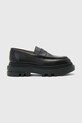 AllSaints mokasyny skórzane BETH LTHR LOAFER płaski czarny W059FD