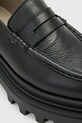 AllSaints mokasyny skórzane BETH LTHR LOAFER czarny W059FD