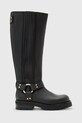 Kožené čižmy AllSaints MADDIE HIGH BOOT usňová koža čierna W185FB