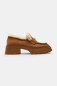 Coach mokasyny zamszowe Leah Platform koturn brązowy CCH84.PP1