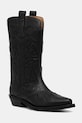 Westernové boty GANNI Mid Shaft Embroidered Western Boot nezateplené černá S3110