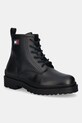 Δερμάτινα παπούτσια Tommy Jeans TJM LACE UP RUBBERIZED λείο δέρμα μαύρο EM0EM01628
