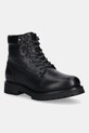Tommy Hilfiger bocanci de piele FLEX TH OUTDOOR RS LTH BOOT cu snur negru FM0FM05600