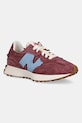 Semišové tenisky New Balance 327 usňová koža burgundské U327WSA