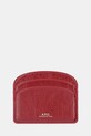 A.P.C. etui na karty skórzane porte-cartes demi-lune etui na karty czerwony PXCCK.F63270