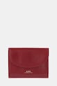 Kožená peněženka A.P.C. buisness card holder geneve přírodní kůže červená PXCCK.F63349