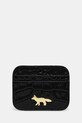 Maison Kitsuné etui na karty skórzane Edie Cardholder drobny wzór czarny OW05700LR0045