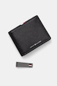 Kožená peněženka Tommy Hilfiger přírodní kůže černá AM0AM13607