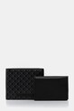 Calvin Klein portfel i etui na karty skórzane wzorzyste czarny LV04D1086G