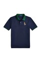 Παιδικά βαμβακερά μπλουζάκια πόλο Polo Ralph Lauren με γιακά σκούρο μπλε 323980428001