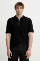 Samsoe Samsoe polo bawełniane SAMAC bawełna czarny M25200033