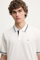 Памучна тениска с яка Tommy Jeans бял DM0DM21846