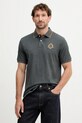 Bavlněné polo tričko Hackett London nášivka šedá HM5600031