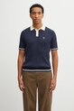 Filling Pieces polo bawełniane Fine Knit Polo gładkie granatowy 422570500127