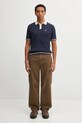 Filling Pieces polo de bumbac Fine Knit Polo 422570500127 bleumarin
