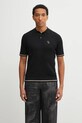 Filling Pieces polo bawełniane Fine Knit Polo gładkie czarny 422570500127