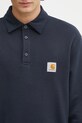 Bavlněná mikina Carhartt WIP Polo Sweat námořnická modř I035532.J0XX