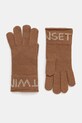Rukavice s prímesou vlny Twinset s prídavkom vlny hnedá 252TA4252