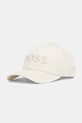 BOSS czapka z daszkiem bawełniana aplikacja beżowy 50544386