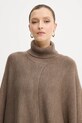BOSS poncho z dodatkiem wełny brązowy 50551146