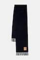 Vlněná šála GANNI Double Face Wool Solid vlna námořnická modř A6931