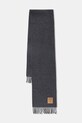 GANNI wool scarf Double Face Wool Solid plain gray A6932