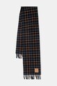 GANNI szalik wełniany Double Face Wool Check dzianina szary A6933