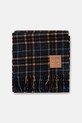 GANNI szalik wełniany Double Face Wool Check A6933 szary AW25