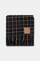 Vlněná šála GANNI Double Face Wool Check A6933 šedá AW25