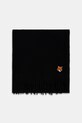 Maison Kitsuné szalik wełniany Fox Head PM06201WB0044 czarny AW25