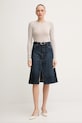 Rifľová sukňa Tommy Hilfiger WW0WW46776 tmavomodrá AW25