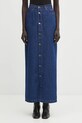 Džínová sukně Fiorucci Open Front Embroidered Maxi Denim maxi námořnická modř W02FPDSK387DN01DN11
