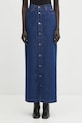 Fiorucci spódnica jeansowa Open Front Embroidered Maxi Denim gładkie granatowy W02FPDSK387DN01DN11