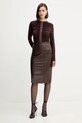Herve Leger spódnica skórzana Estella WLT3536273 brązowy AW25