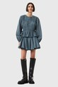 AllSaints spódnica bawełniana TULIP casual niebieski W016RD