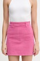 United Colors of Benetton spódnica sztruksowa z elastanem różowy 41ULD005B